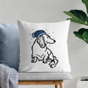 Long Hair Dachshund Beanie Winter Dog Breed Throw Pillow Cover -50+ Breeds