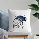 Bernedoodle Beanie Winter Dog Breed Throw Pillow Cover -50+ Breeds