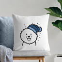 Bichon Frise Beanie Winter Dog Breed Throw Pillow Cover -50+ Breeds