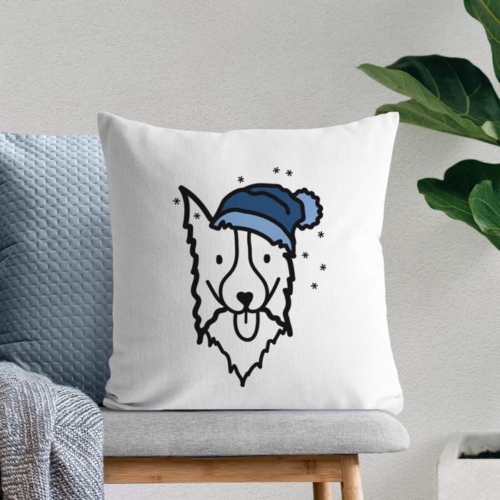 Beanie Winter Dog Breed Throw Pillow Cover -50+ Breeds