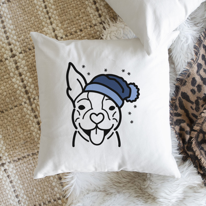 Beanie Winter Dog Breed Throw Pillow Cover -50+ Breeds