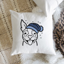 Boston Terrier Beanie Winter Dog Breed Throw Pillow Cover -50+ Breeds