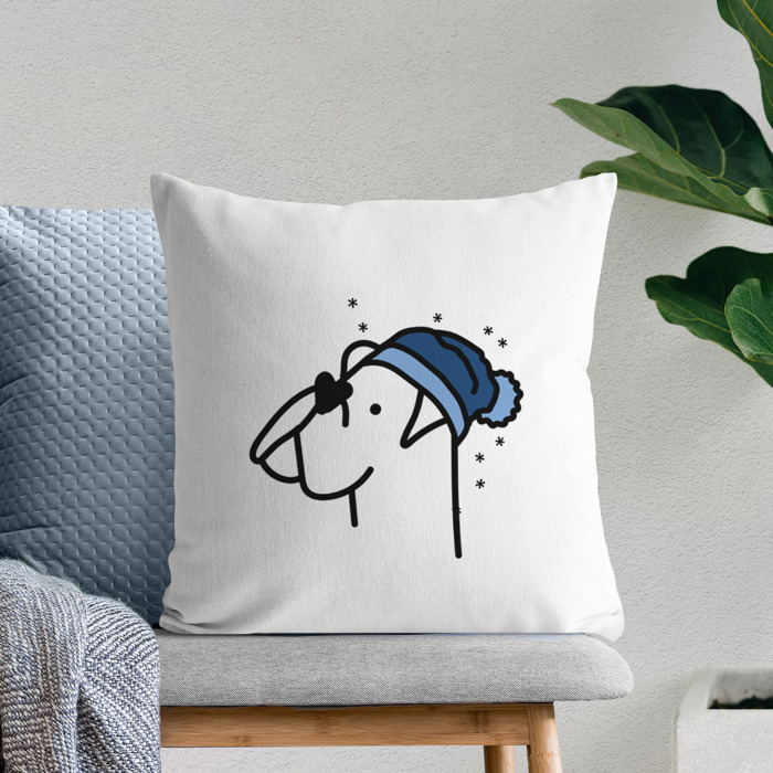 Beanie Winter Dog Breed Throw Pillow Cover -50+ Breeds