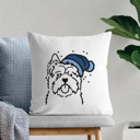 Cairn Terrier Beanie Winter Dog Breed Throw Pillow Cover -50+ Breeds