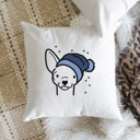 Chihuahua Beanie Winter Dog Breed Throw Pillow Cover -50+ Breeds
