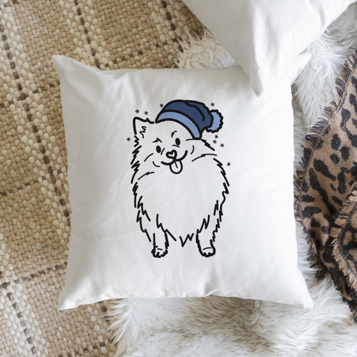 Beanie Winter Dog Breed Throw Pillow Cover -50+ Breeds