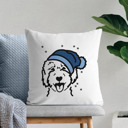 Goldendoodle 2 Beanie Winter Dog Breed Throw Pillow Cover -50+ Breeds