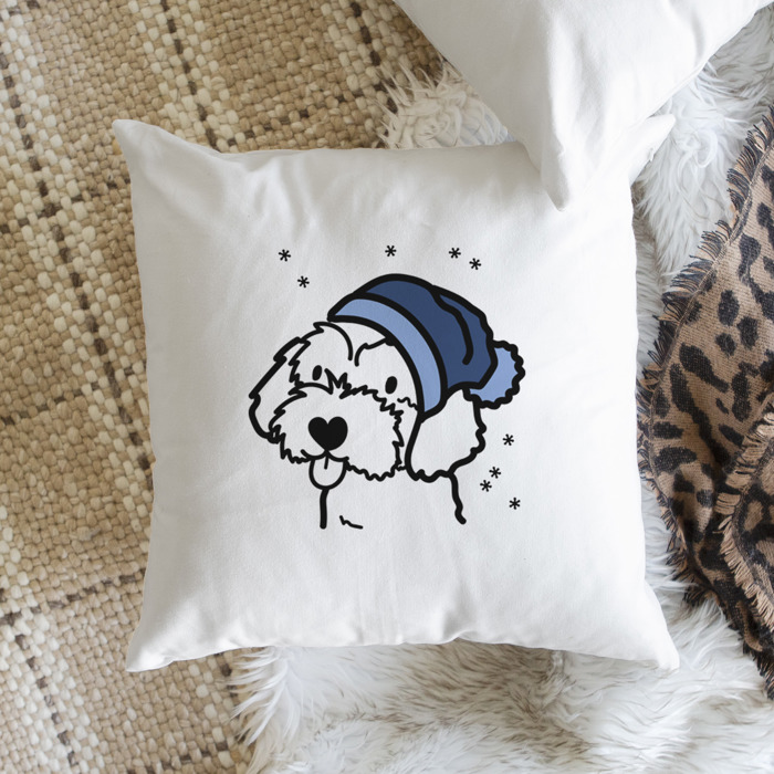 Beanie Winter Dog Breed Throw Pillow Cover -50+ Breeds