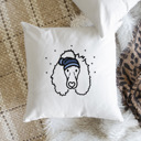 Poodle Beanie Winter Dog Breed Throw Pillow Cover -50+ Breeds