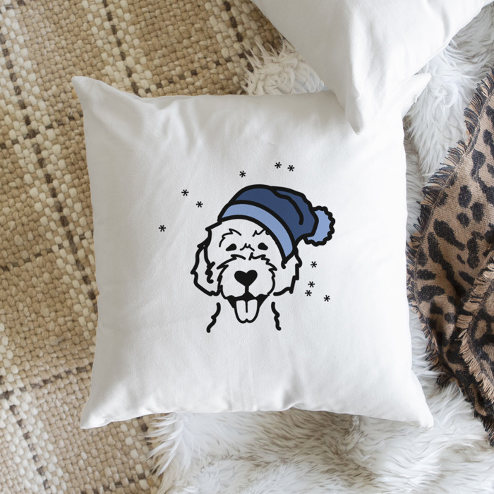 Beanie Winter Dog Breed Throw Pillow Cover -50+ Breeds