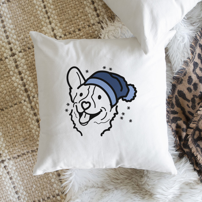 Beanie Winter Dog Breed Throw Pillow Cover -50+ Breeds