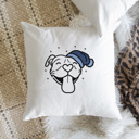 Pitbull Beanie Winter Dog Breed Throw Pillow Cover -50+ Breeds