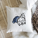 Yorkie Beanie Winter Dog Breed Throw Pillow Cover -50+ Breeds