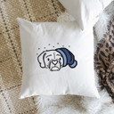 Puggle Beanie Winter Dog Breed Throw Pillow Cover -50+ Breeds