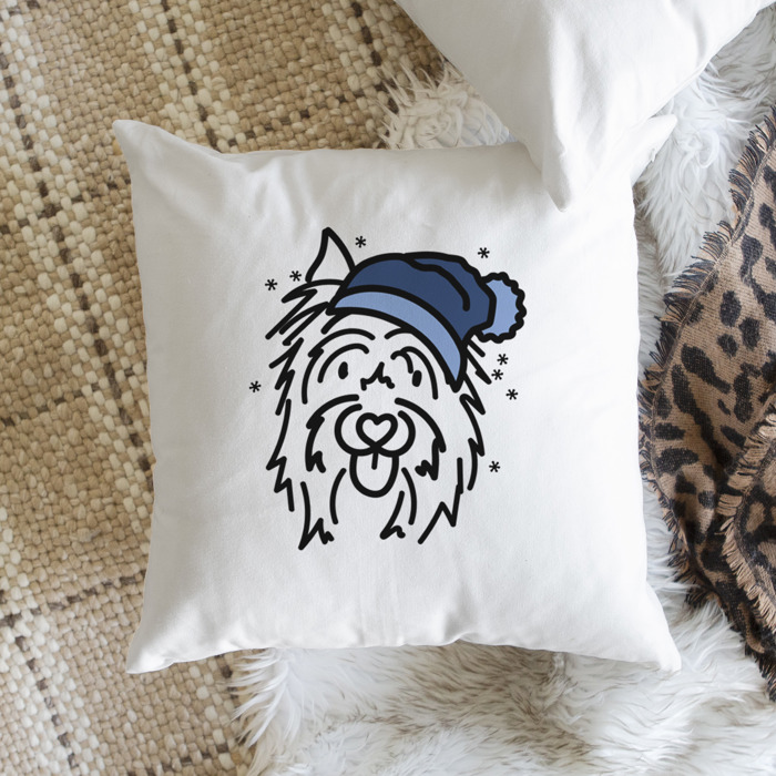 Beanie Winter Dog Breed Throw Pillow Cover -50+ Breeds