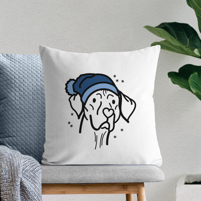 Beanie Winter Dog Breed Throw Pillow Cover -50+ Breeds