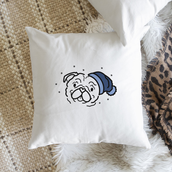Beanie Winter Dog Breed Throw Pillow Cover -50+ Breeds