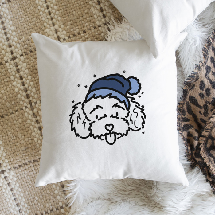 Beanie Winter Dog Breed Throw Pillow Cover -50+ Breeds