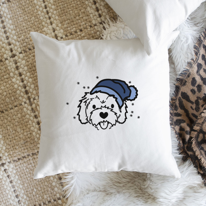 Beanie Winter Dog Breed Throw Pillow Cover -50+ Breeds