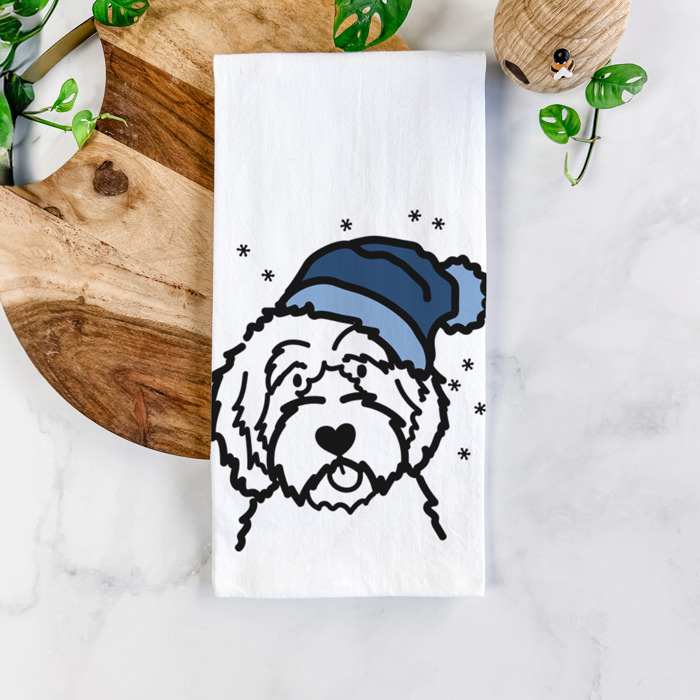 Winter Beanie Dog  Breed Tea Towel - 50+ Breeds