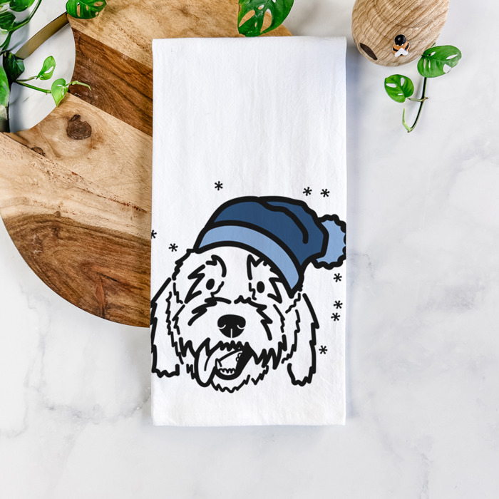 Winter Beanie Dog  Breed Tea Towel - 50+ Breeds