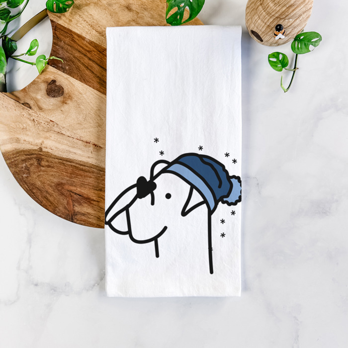 Winter Beanie Dog  Breed Tea Towel - 50+ Breeds