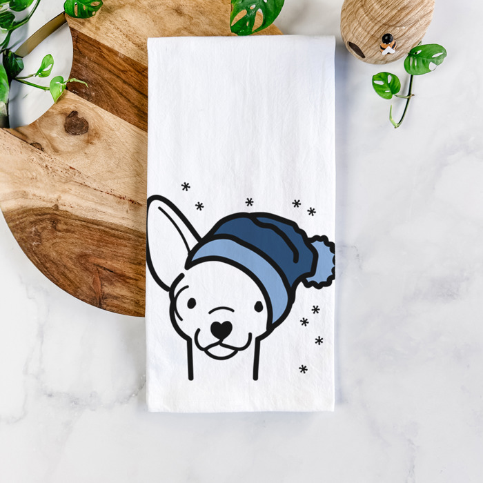 Winter Beanie Dog  Breed Tea Towel - 50+ Breeds