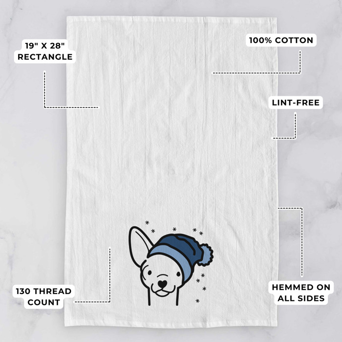 Winter Beanie Dog  Breed Tea Towel - 50+ Breeds
