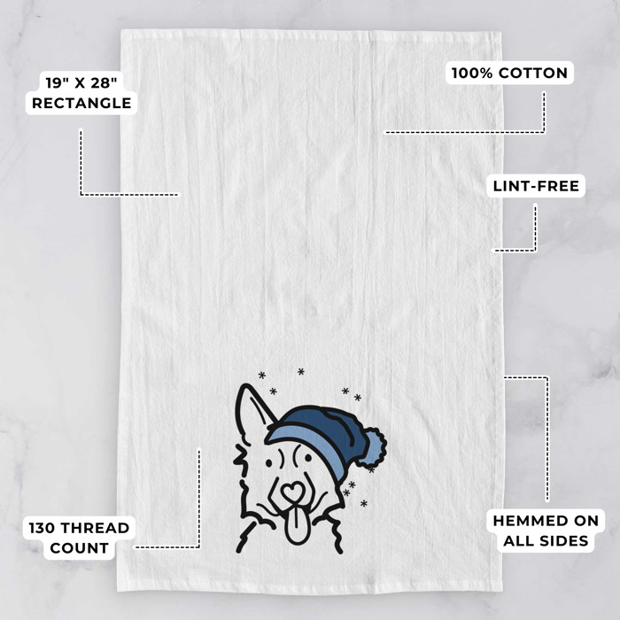 Winter Beanie Dog  Breed Tea Towel - 50+ Breeds