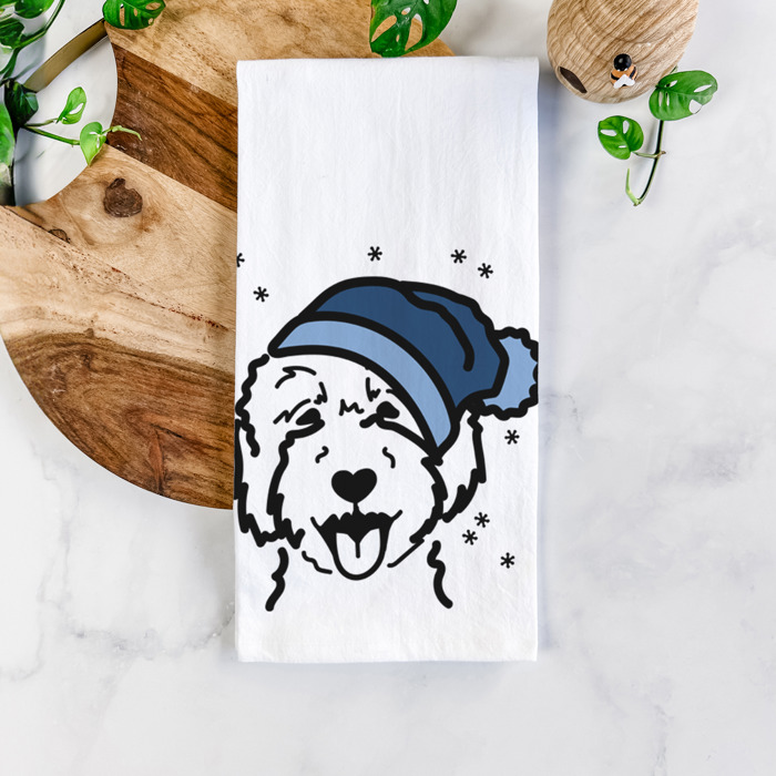 Winter Beanie Dog  Breed Tea Towel - 50+ Breeds
