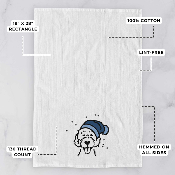 Winter Beanie Dog  Breed Tea Towel - 50+ Breeds