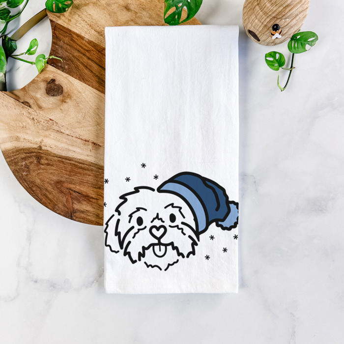 Winter Beanie Dog  Breed Tea Towel - 50+ Breeds