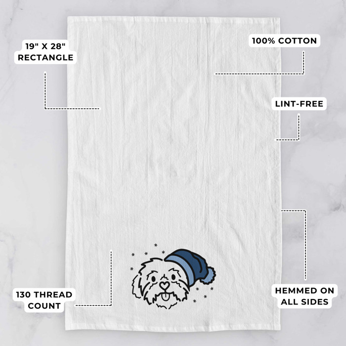 Winter Beanie Dog  Breed Tea Towel - 50+ Breeds