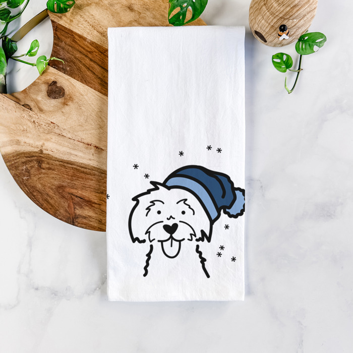 Winter Beanie Dog  Breed Tea Towel - 50+ Breeds