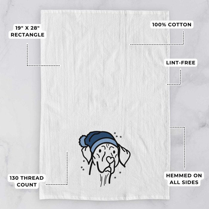 Winter Beanie Dog  Breed Tea Towel - 50+ Breeds