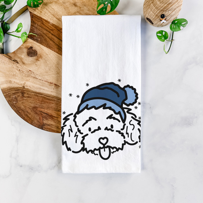 Winter Beanie Dog  Breed Tea Towel - 50+ Breeds