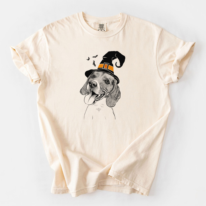 Halloween Witch Dog Comfort Colors T-shirts - 25+ Dog Breeds