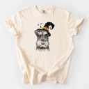 Large Ivory - Mini Schnauzer Halloween Witch Dog Comfort Colors T-shirts - 25+ Dog Breeds