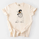 Medium Ivory - English Bulldog Halloween Witch Dog Comfort Colors T-shirts - 25+ Dog Breeds