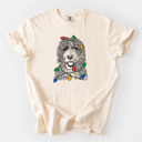 Small Ivory - Bernedoodle Christmas Lights Dog Breed Comfort Colors T-shirts - 40+ Dog Breeds