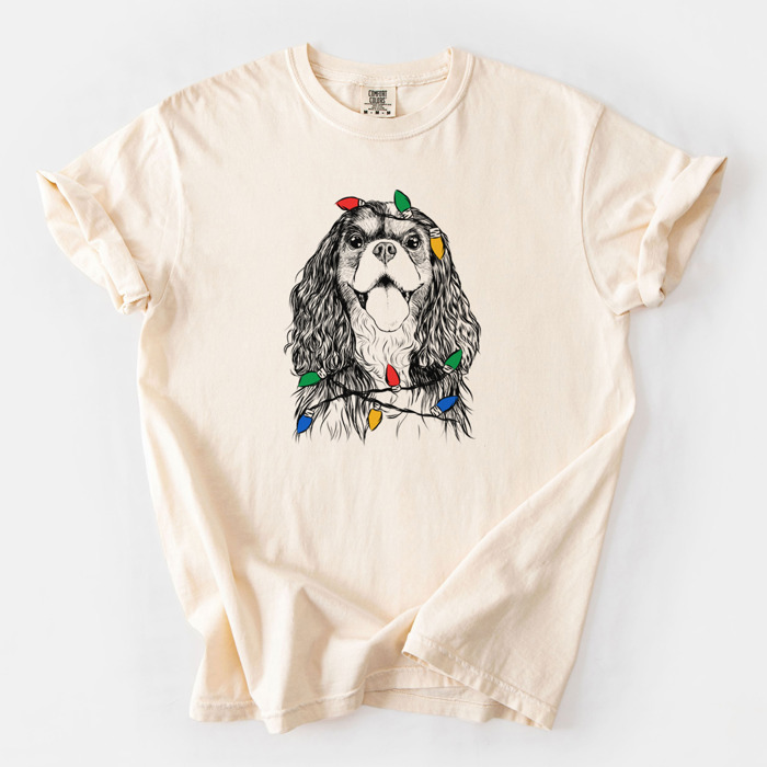 Christmas Lights Dog Breed Comfort Colors T-shirts - 40+ Dog Breeds