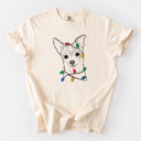 Medium Ivory - Chihuahua Christmas Lights Dog Breed Comfort Colors T-shirts - 40+ Dog Breeds