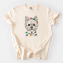 Medium Ivory - Yorkie Christmas Lights Dog Breed Comfort Colors T-shirts - 40+ Dog Breeds