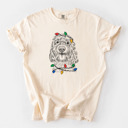 Large Ivory - Cockapoo Christmas Lights Dog Breed Comfort Colors T-shirts - 40+ Dog Breeds