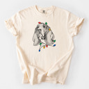Small Ivory - Basset Hound Christmas Lights Dog Breed Comfort Colors T-shirts - 40+ Dog Breeds