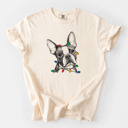 Large Ivory - Boston Terrier Christmas Lights Dog Breed Comfort Colors T-shirts - 40+ Dog Breeds