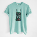 Large Chalky Mint - Doberman Pinscher Cropped Christmas Lights Dog Breed Comfort Colors T-shirts - 40+ Dog Breeds