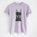 XL Orchid - Doberman Pinscher Cropped Christmas Lights Dog Breed Comfort Colors T-shirts - 40+ Dog Breeds