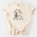 XL Ivory - Labrador Retriever 2 Christmas Lights Dog Breed Comfort Colors T-shirts - 40+ Dog Breeds