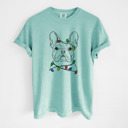 Small Chalky Mint - French Bulldog 2 Christmas Lights Dog Breed Comfort Colors T-shirts - 40+ Dog Breeds